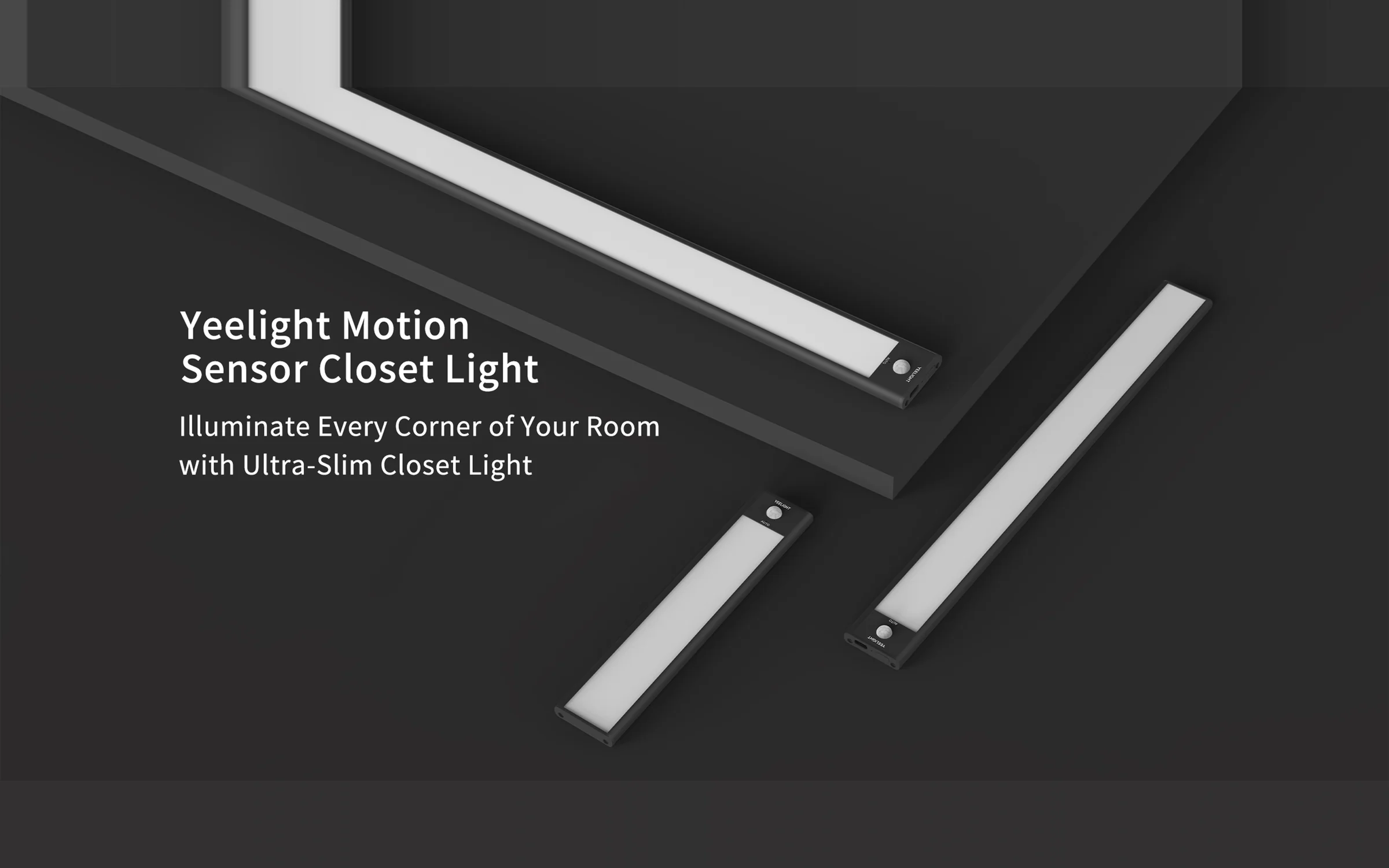Yeelight Carman Closet Sensor Light hero banner with motion activated illumination