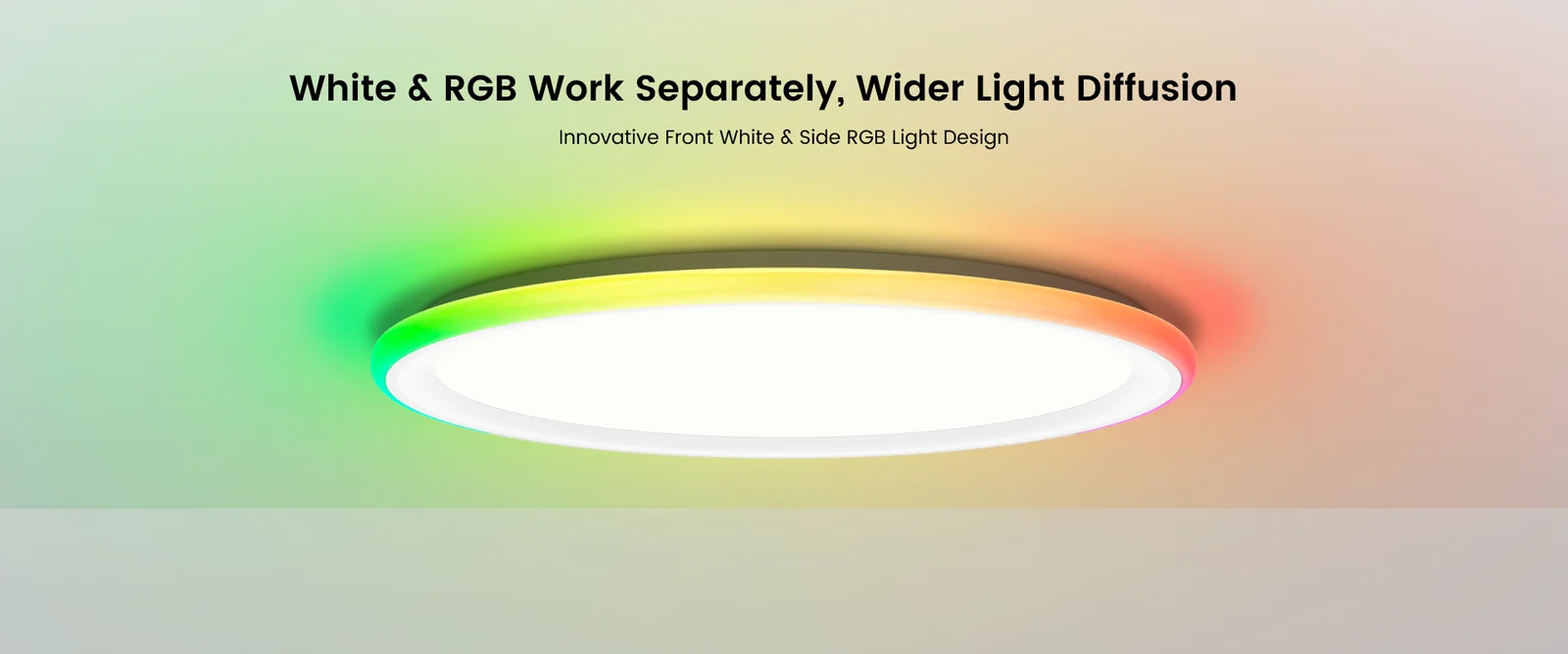 Yeelight Mars RGB Ceiling Lamp feature panel showing app and voice control