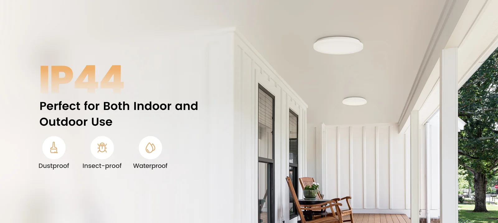 Yeelight MercuryE Ceiling Lamp feature panel showing brightness uniformity test
