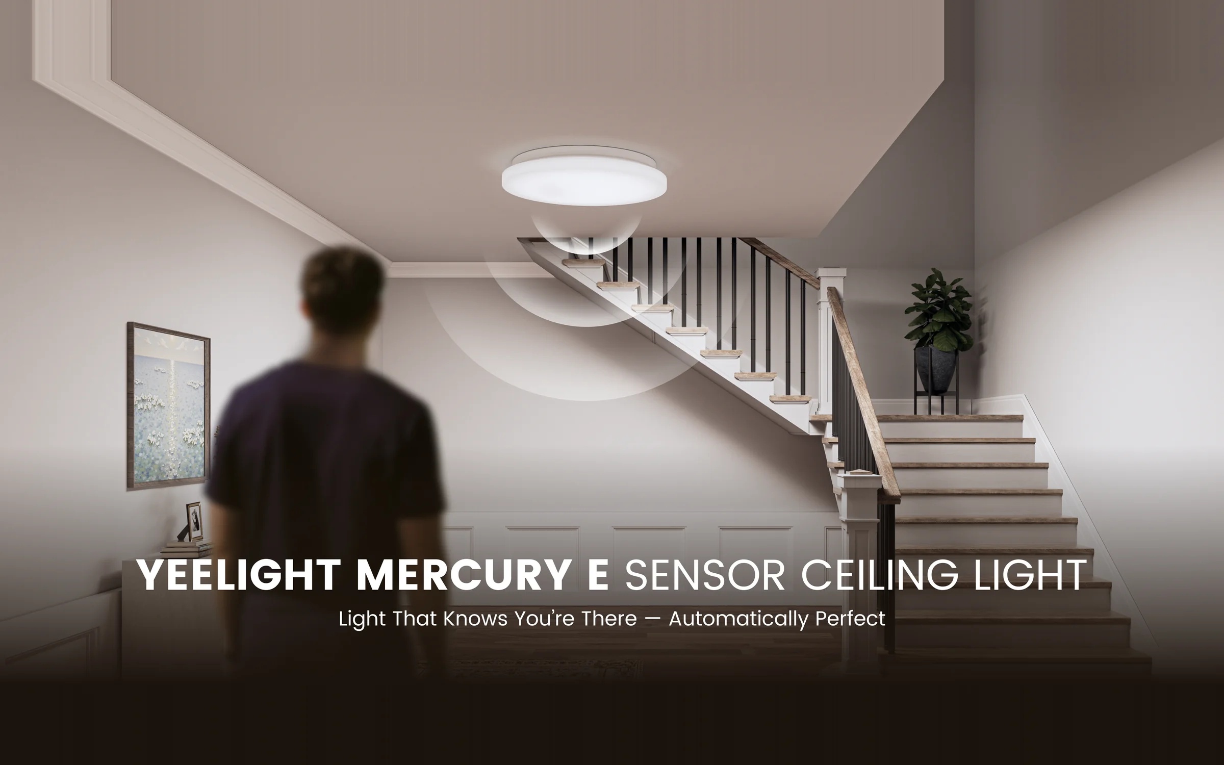 Yeelight MercuryE Ceiling Lamp hero banner mounted above living room space