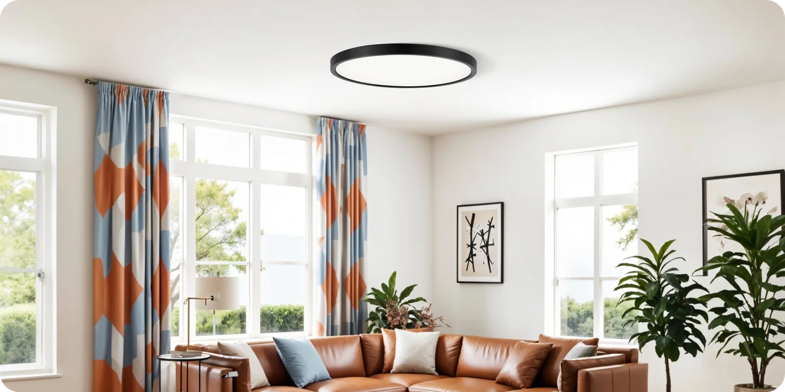 Yeelight Meteor Ceiling Lamp installed in living room ambient scene