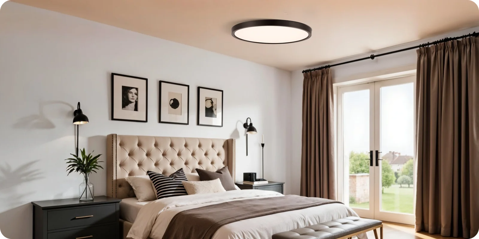 Yeelight Meteor Ceiling Lamp installed in bedroom ambient scene